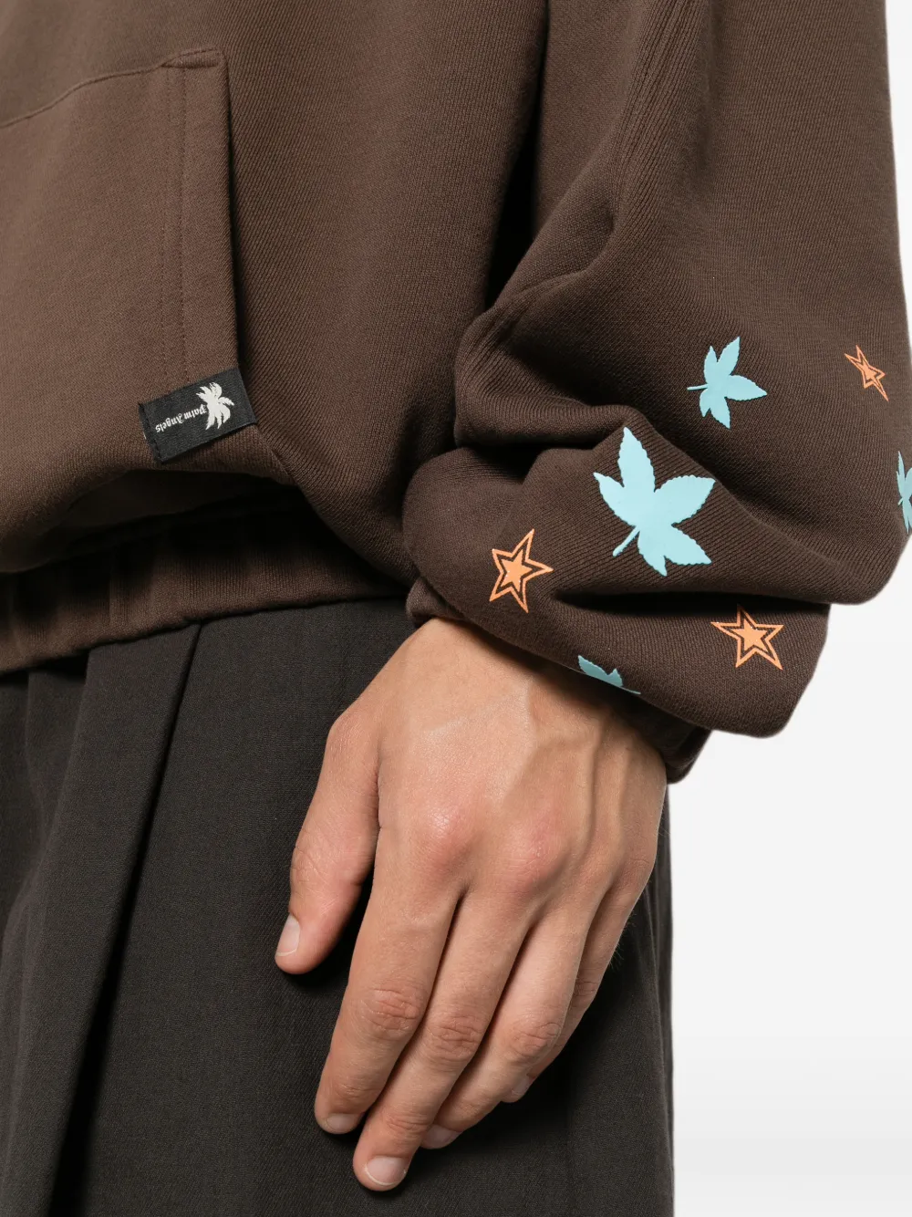 Palm Angels Trui met buidelzak en grafische print Bruin