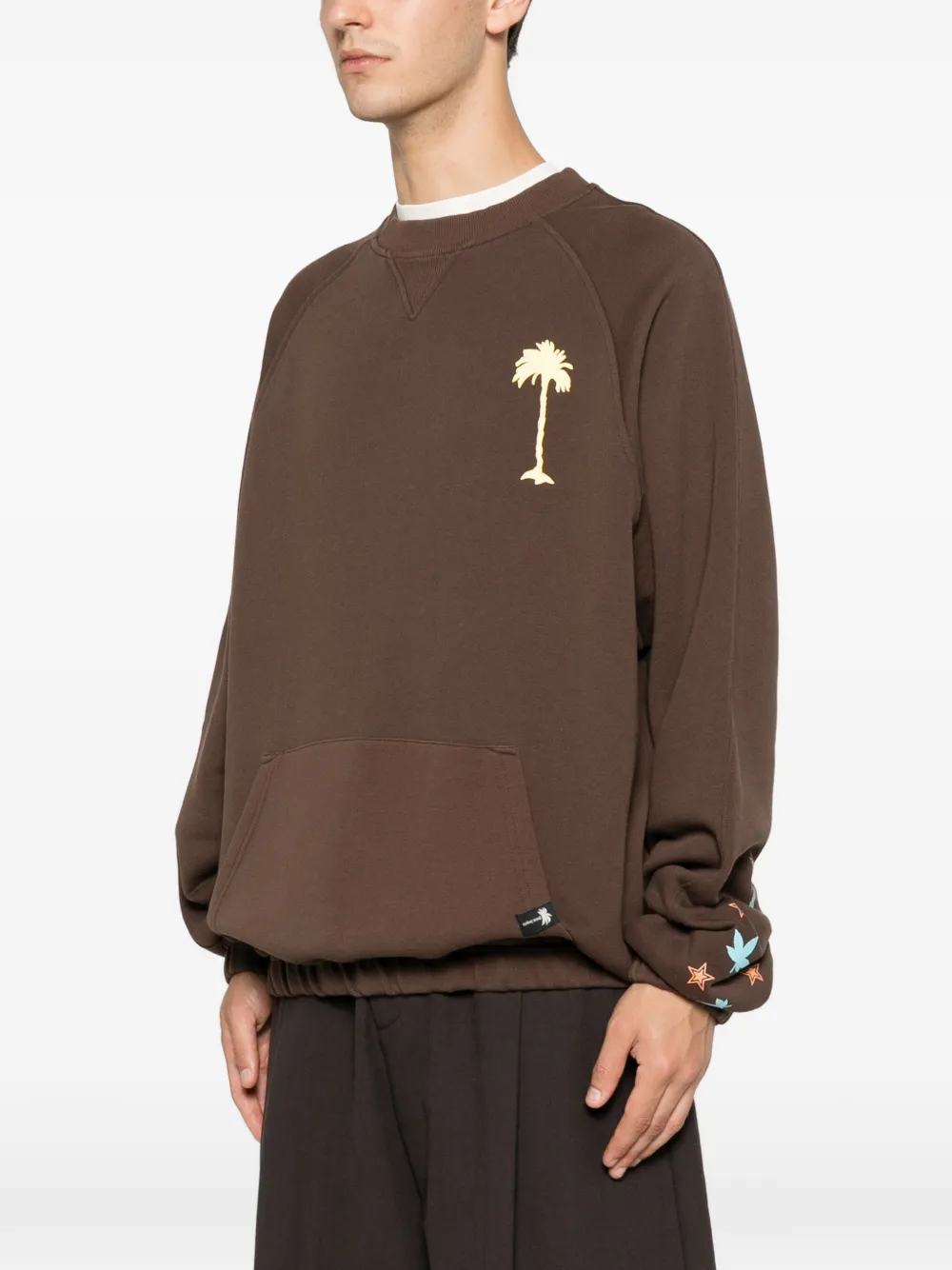 Palm Angels Trui met buidelzak en grafische print Bruin