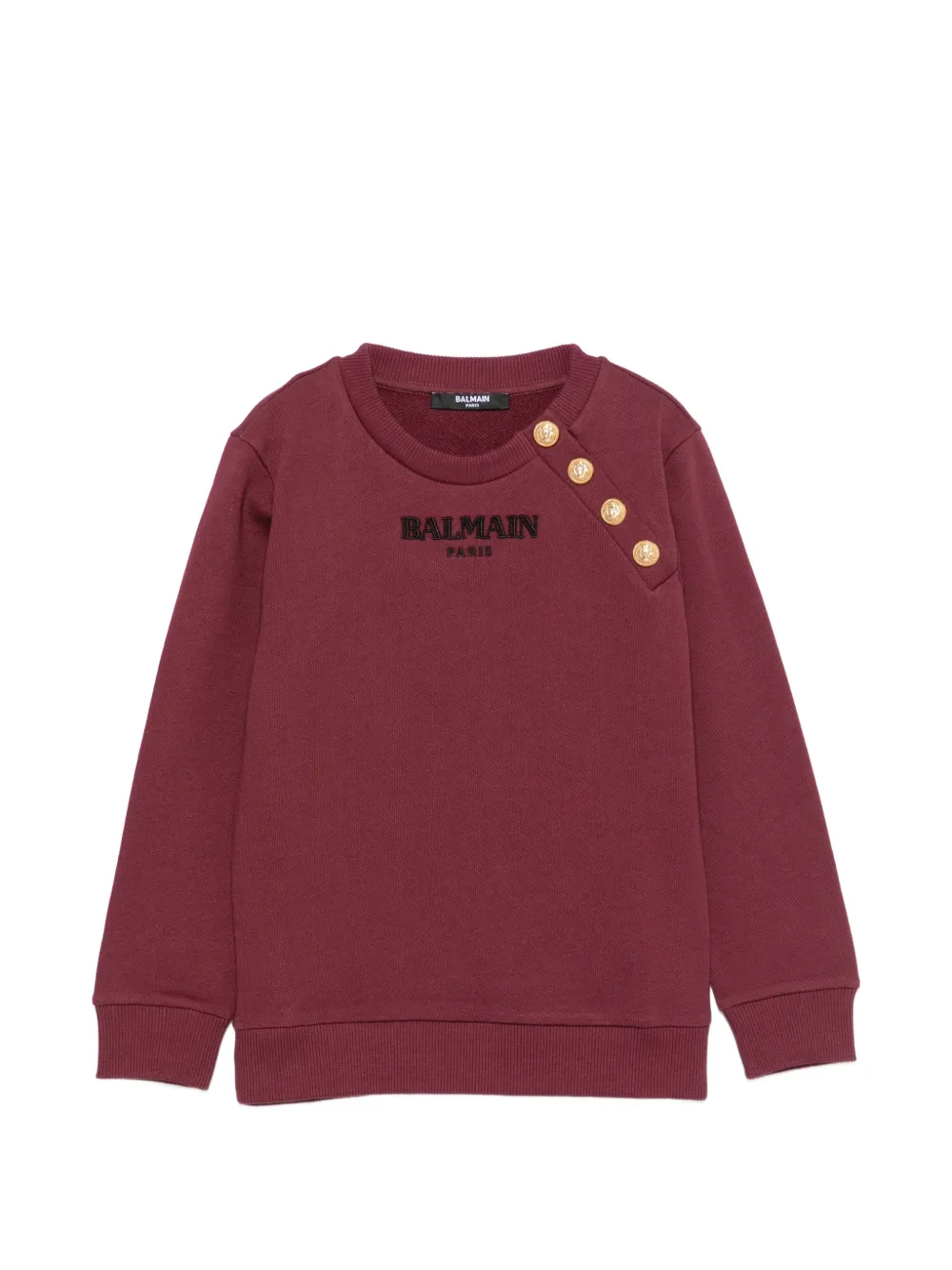 Balmain Kids logo-embroidered button-embellished sweatshirt - Rosso