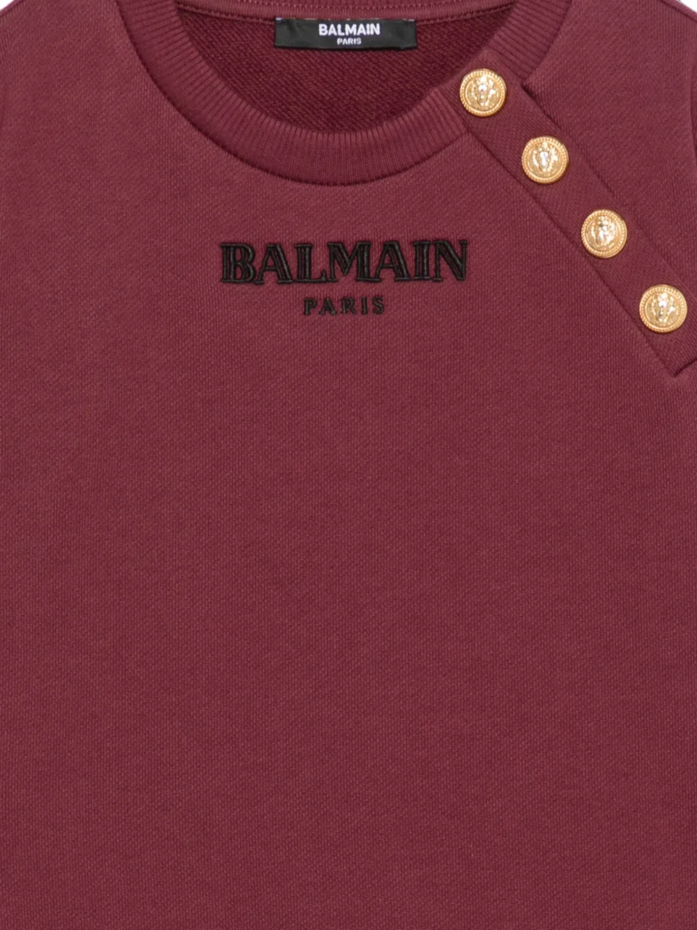 Balmain Kids Sweater verfraaid met knopen en geborduurd logo Rood