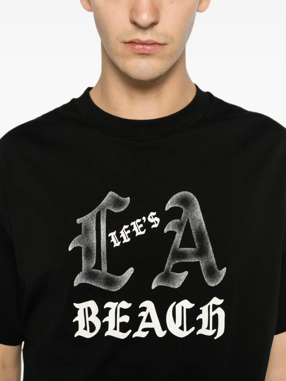 Palm Angels Life's A Beach T-shirt met grafische print Zwart