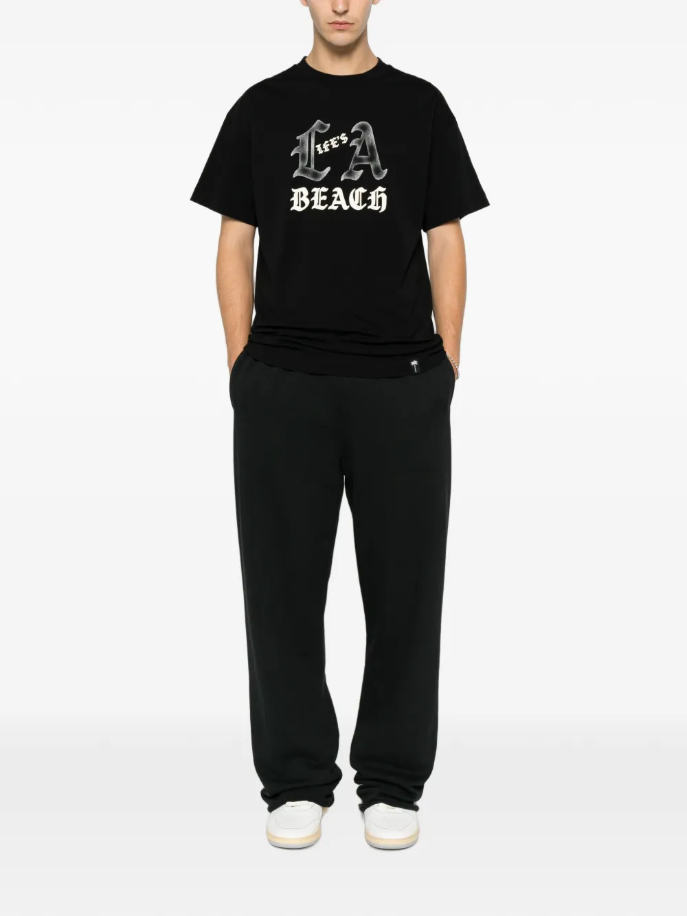 Palm Angels Life's A Beach T-shirt met grafische print Zwart