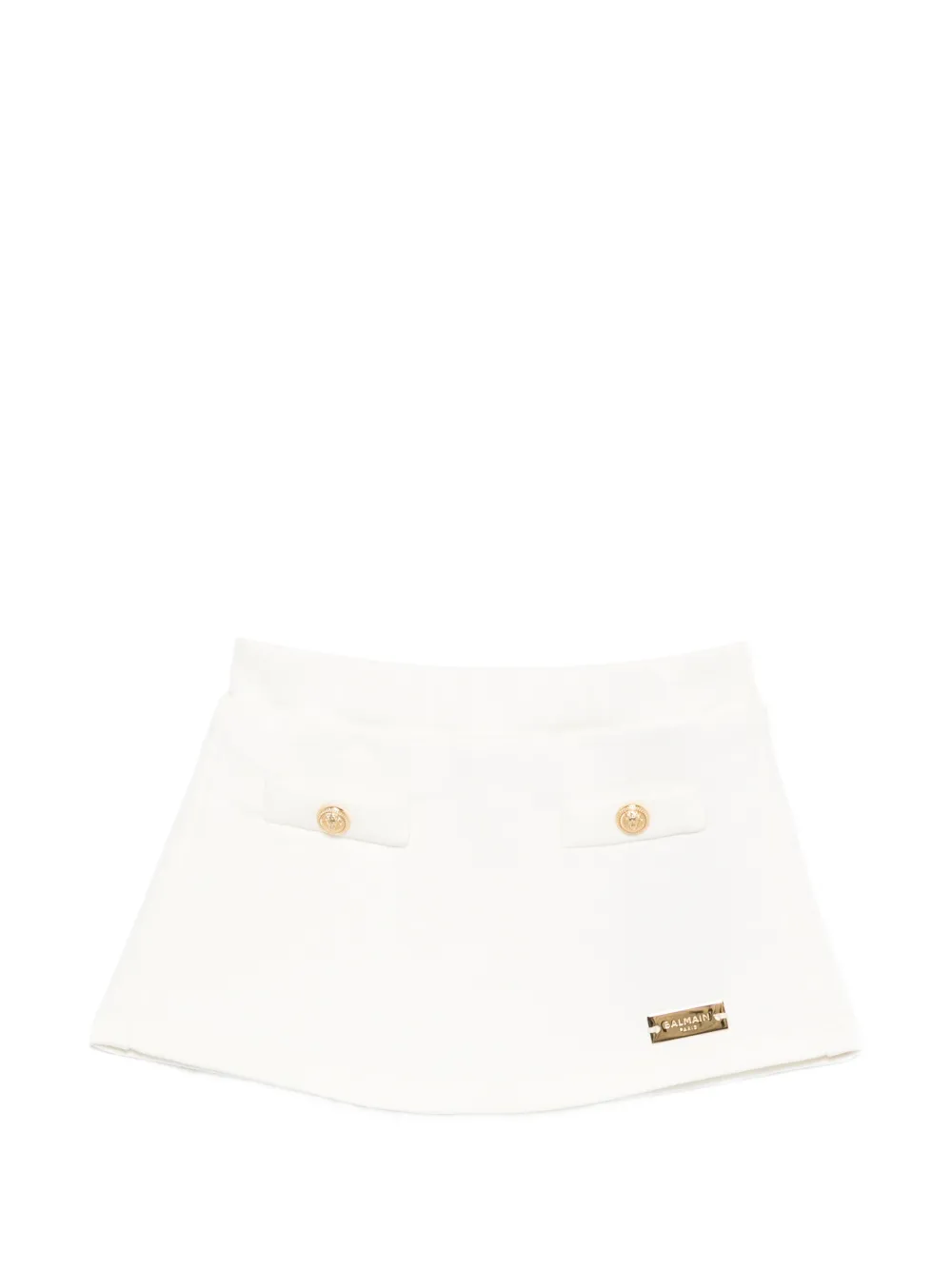 Balmain Kids button-detail logo-plaque skirt - Bianco