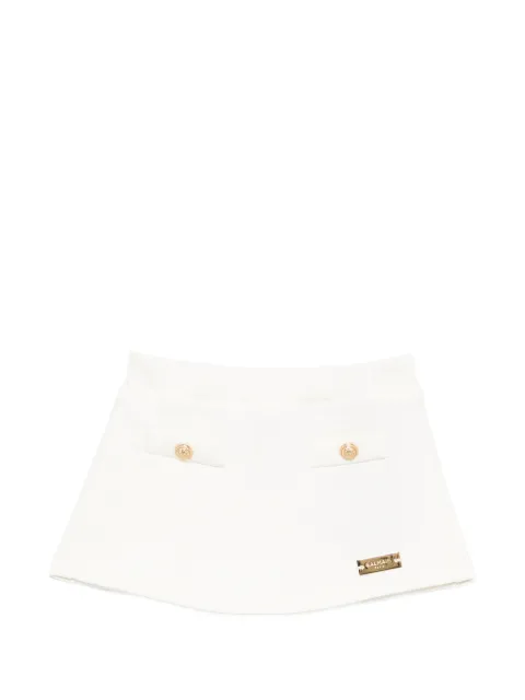 Balmain Kids button-detail logo-plaque skirt