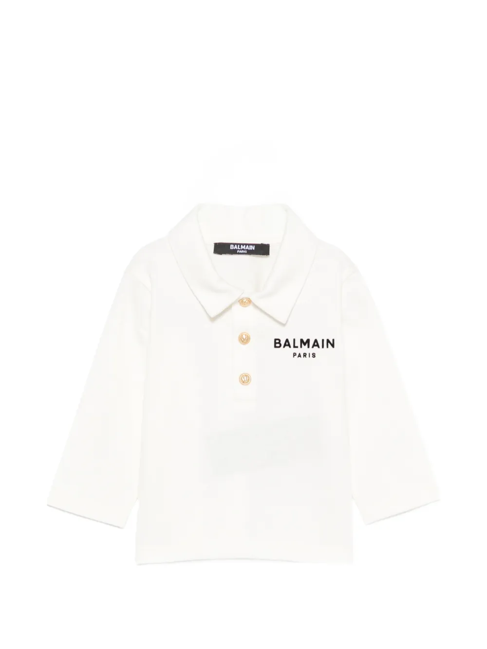 Balmain Kids logo-print long-sleeve polo shirt - Nude