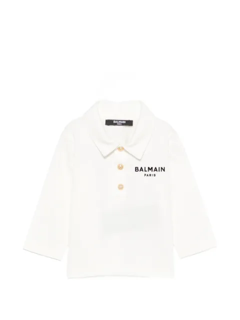 Balmain Kids logo-print long-sleeve polo shirt