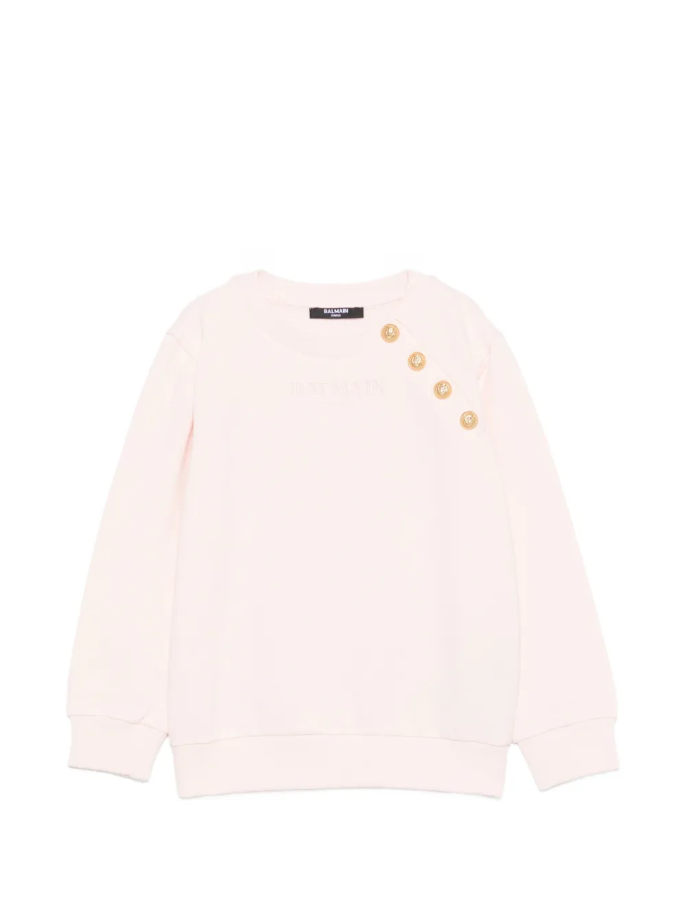 Balmain Kids embroidered-logo button-embellished sweatshirt - Rosa