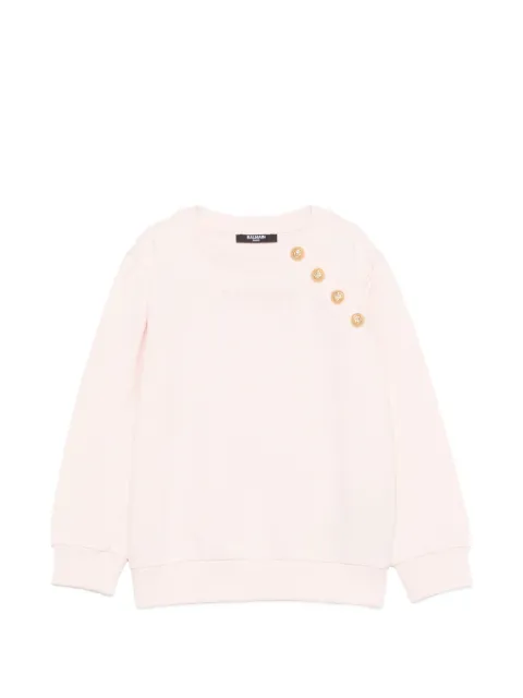 Balmain Kids embroidered-logo button-embellished sweatshirt