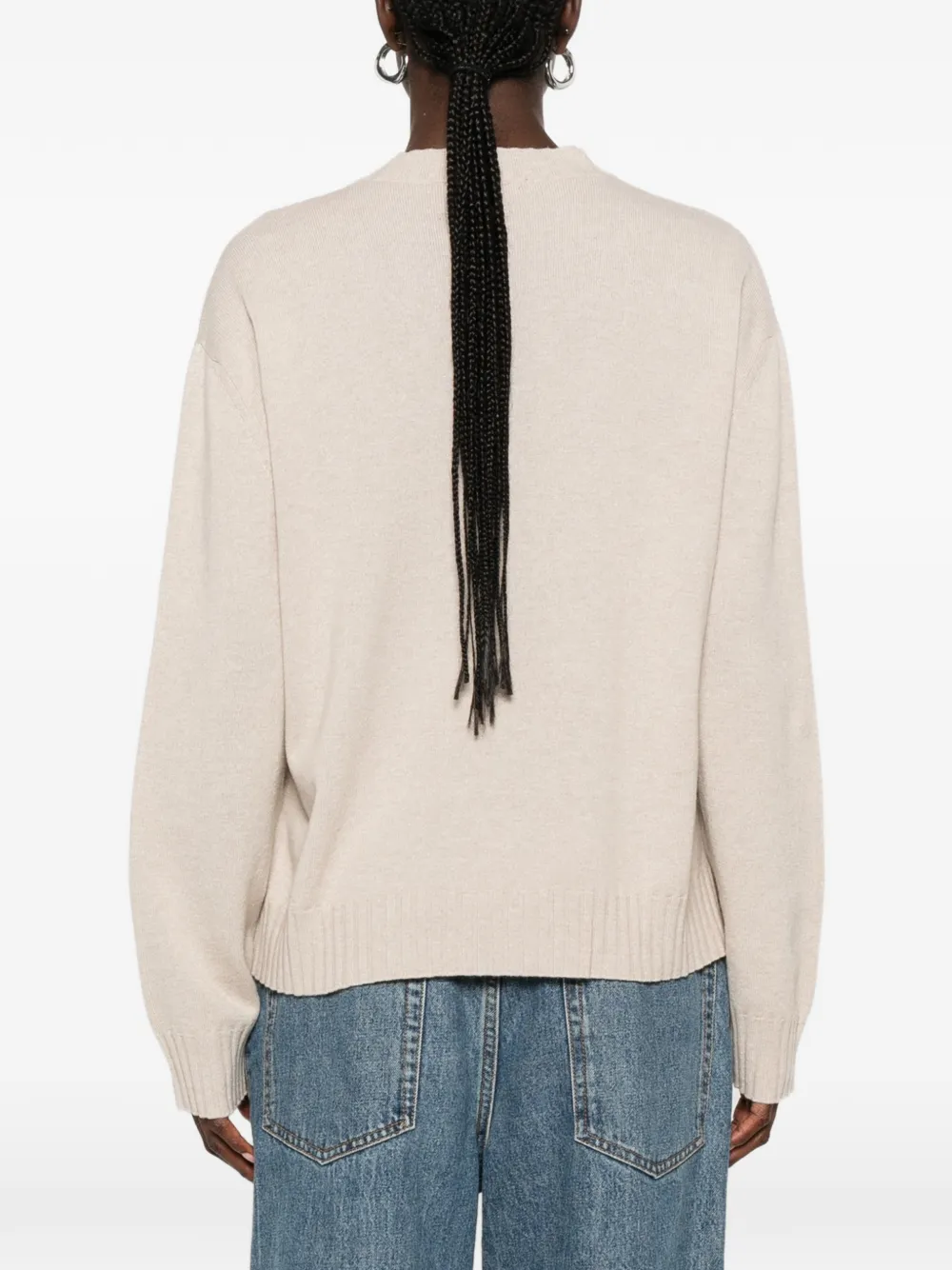 Fabiana Filippi Trui met V-hals en geribbelde afwerking Beige