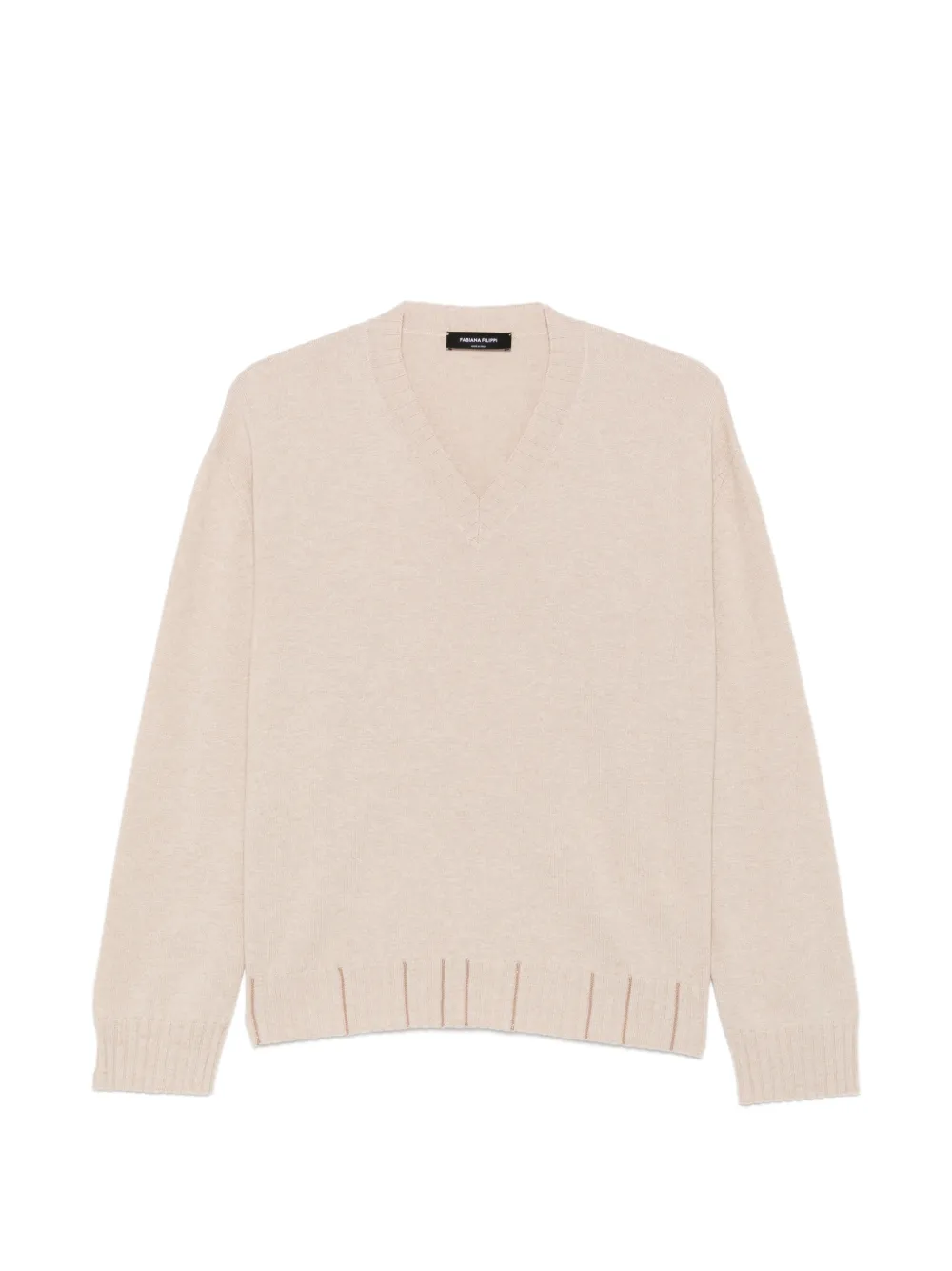 Fabiana Filippi V-neck ribbed-trim sweater - Nude