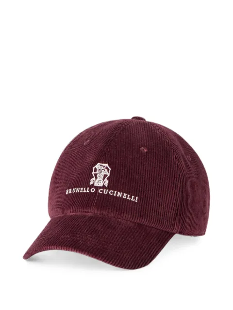 Brunello Cucinelli comfort cotton and cashmere corduroy baseball cap with embroidered logo
