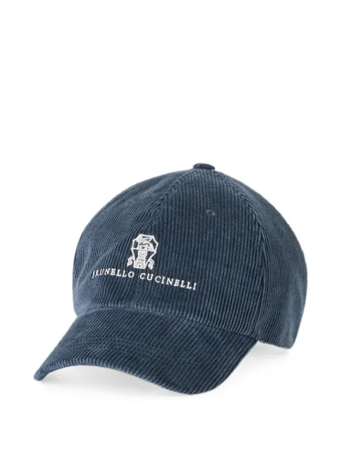 Brunello Cucinelli gorra de béisbol de pana y cachemira con logo bordado