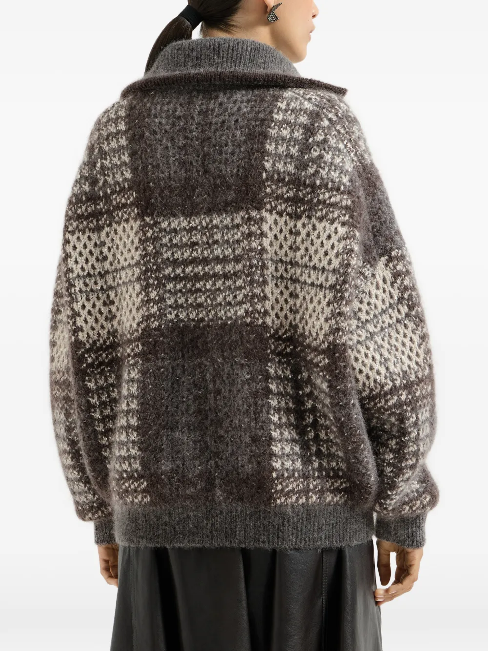 Brunello Cucinelli Mohair scheerwol en kasjmier jack met rits Grijs