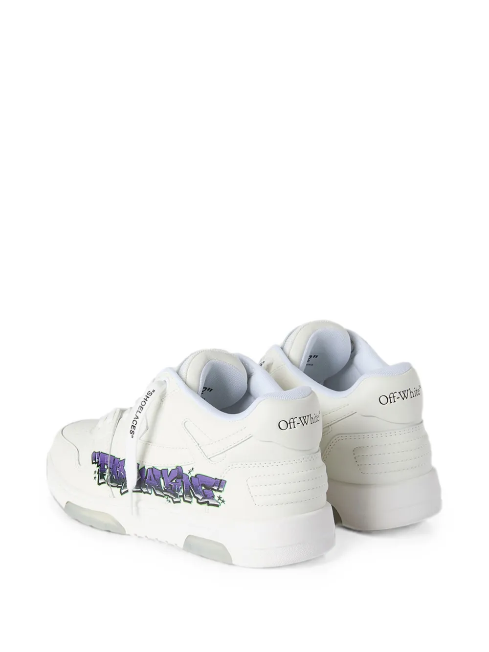 Off-White leather lace-up sneakers Wit