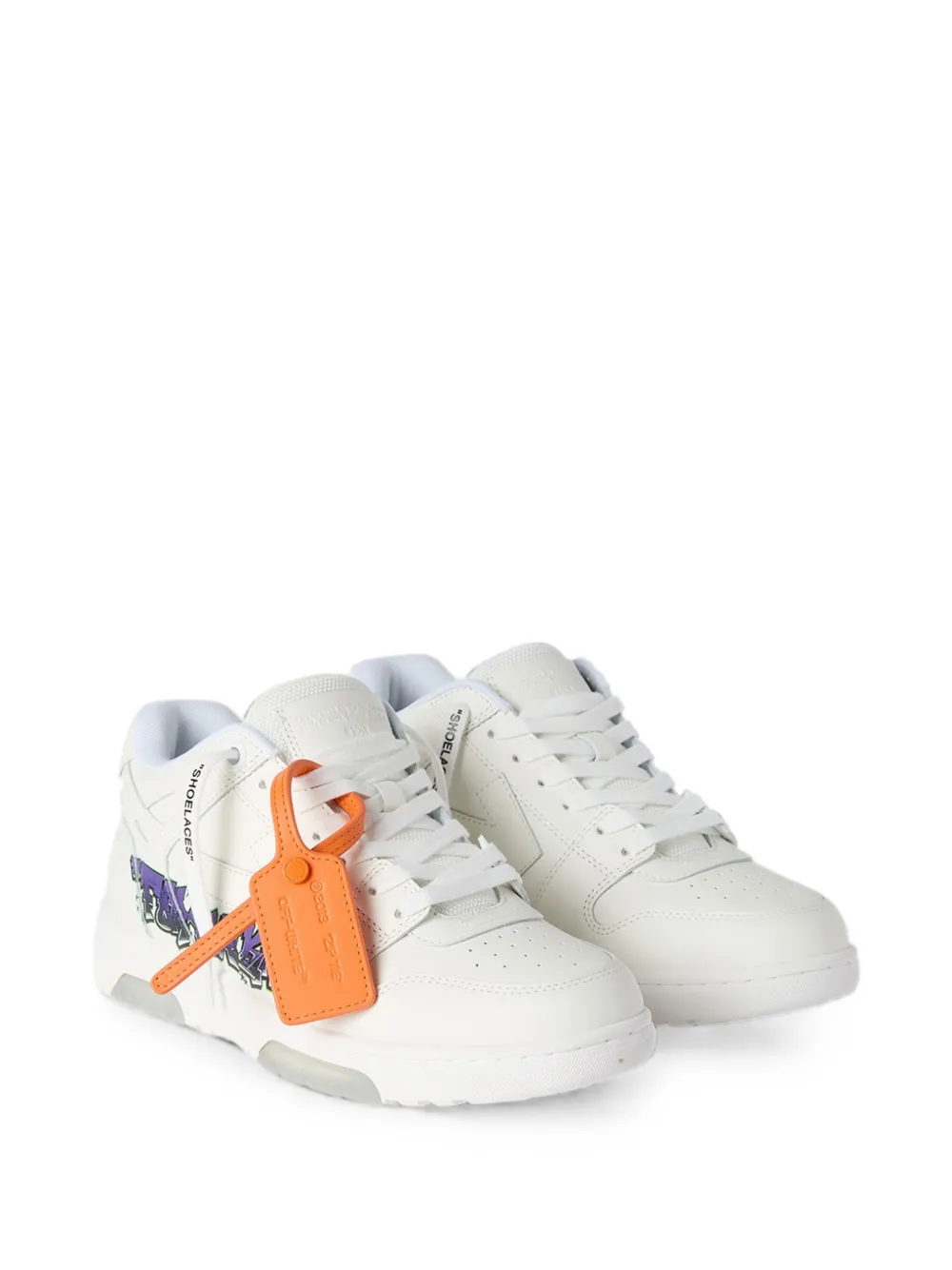 Off-White leather lace-up sneakers Wit