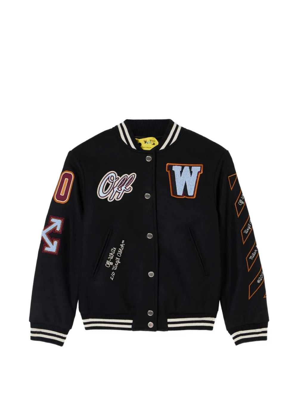Off-White Kids patch-detail varsity jacket - Schwarz