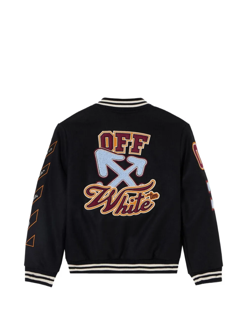 Off-White Kids Universiteitsjack met patchdetail Zwart