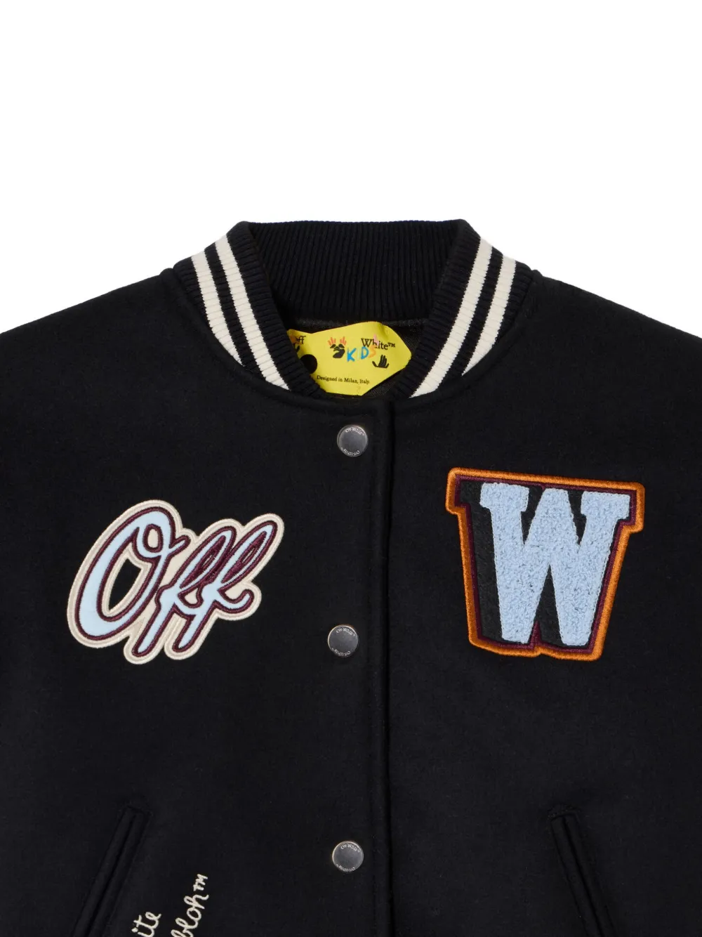 Off-White Kids Universiteitsjack met patchdetail Zwart