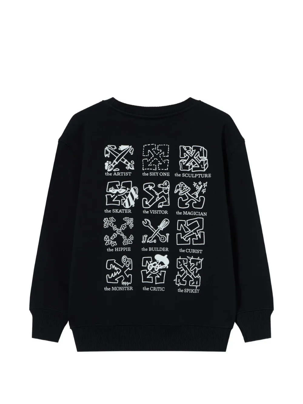 Off-White Kids Multilogo cotton sweater Zwart