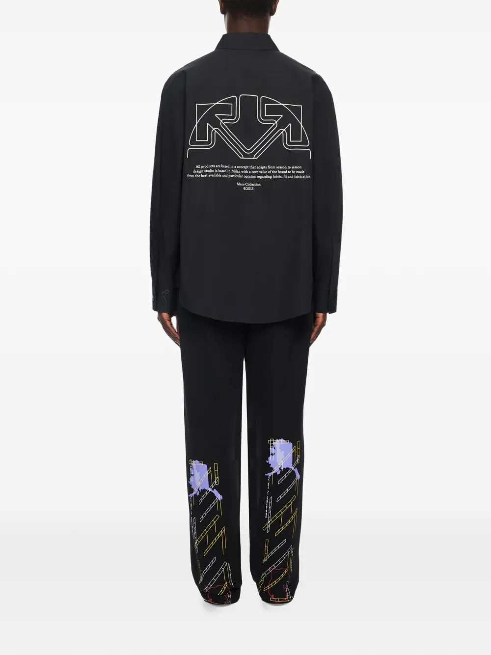 Off-White Off Line Half Arrow popeline shirtjack Zwart