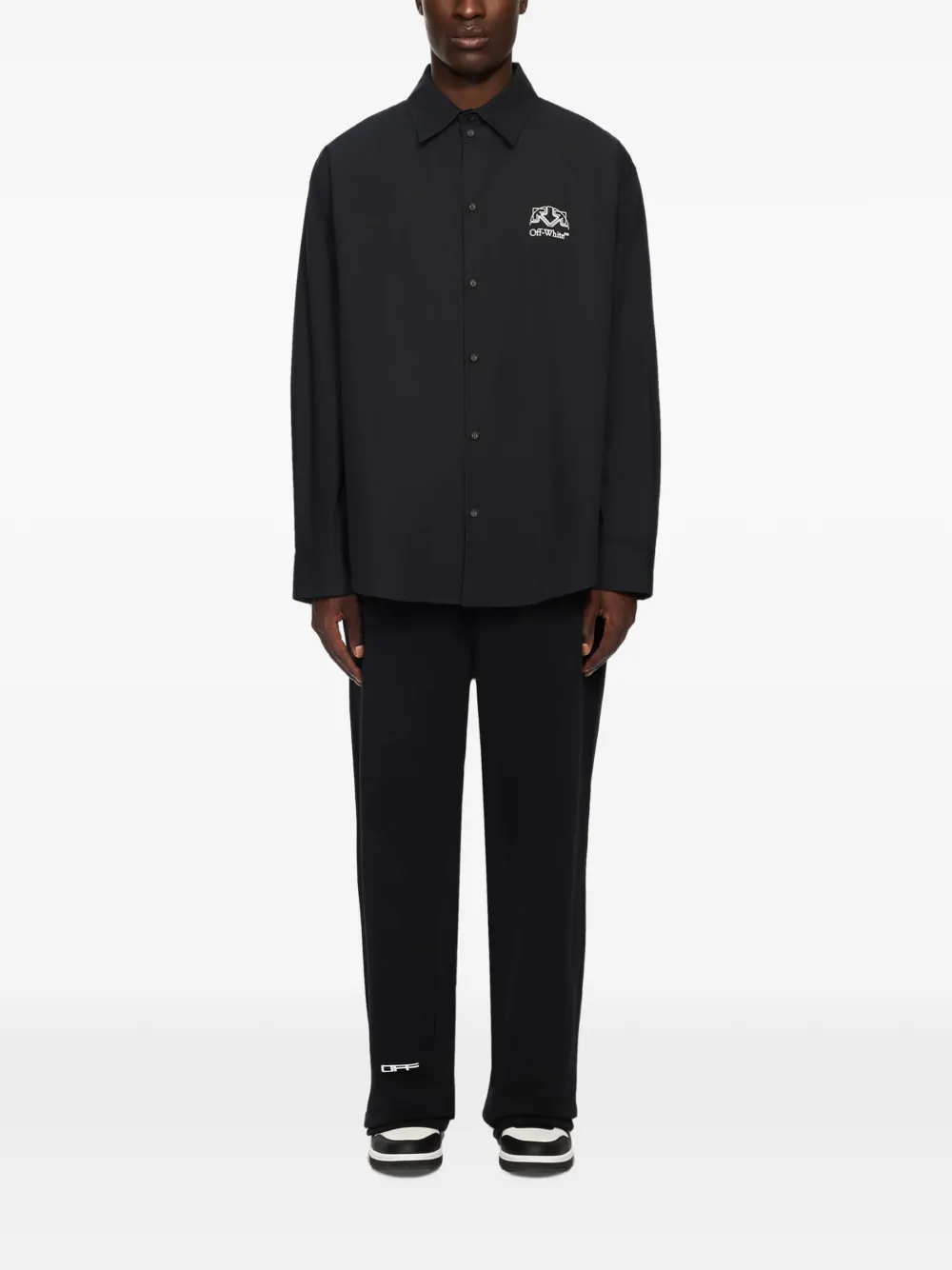 Off-White Off Line Half Arrow popeline shirtjack Zwart