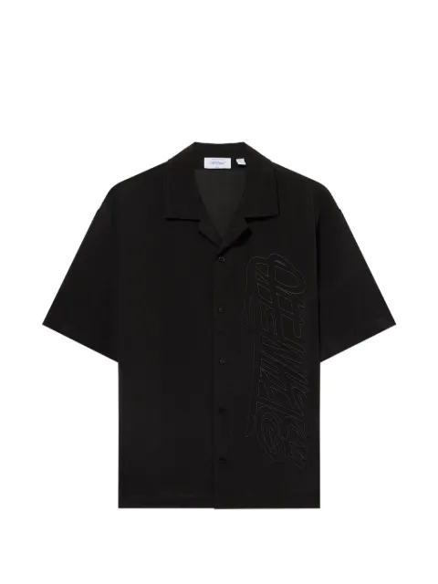 Off-White Handstyle logo organza bowling shirt
