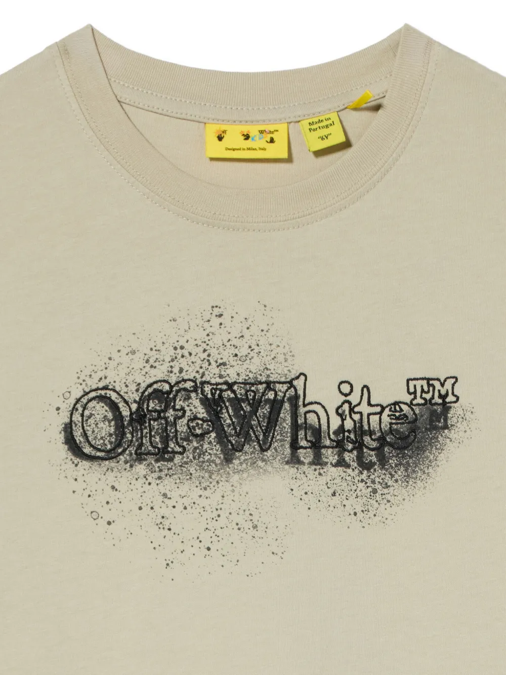 Off-White Kids Arrow Spray cotton T-shirt Beige
