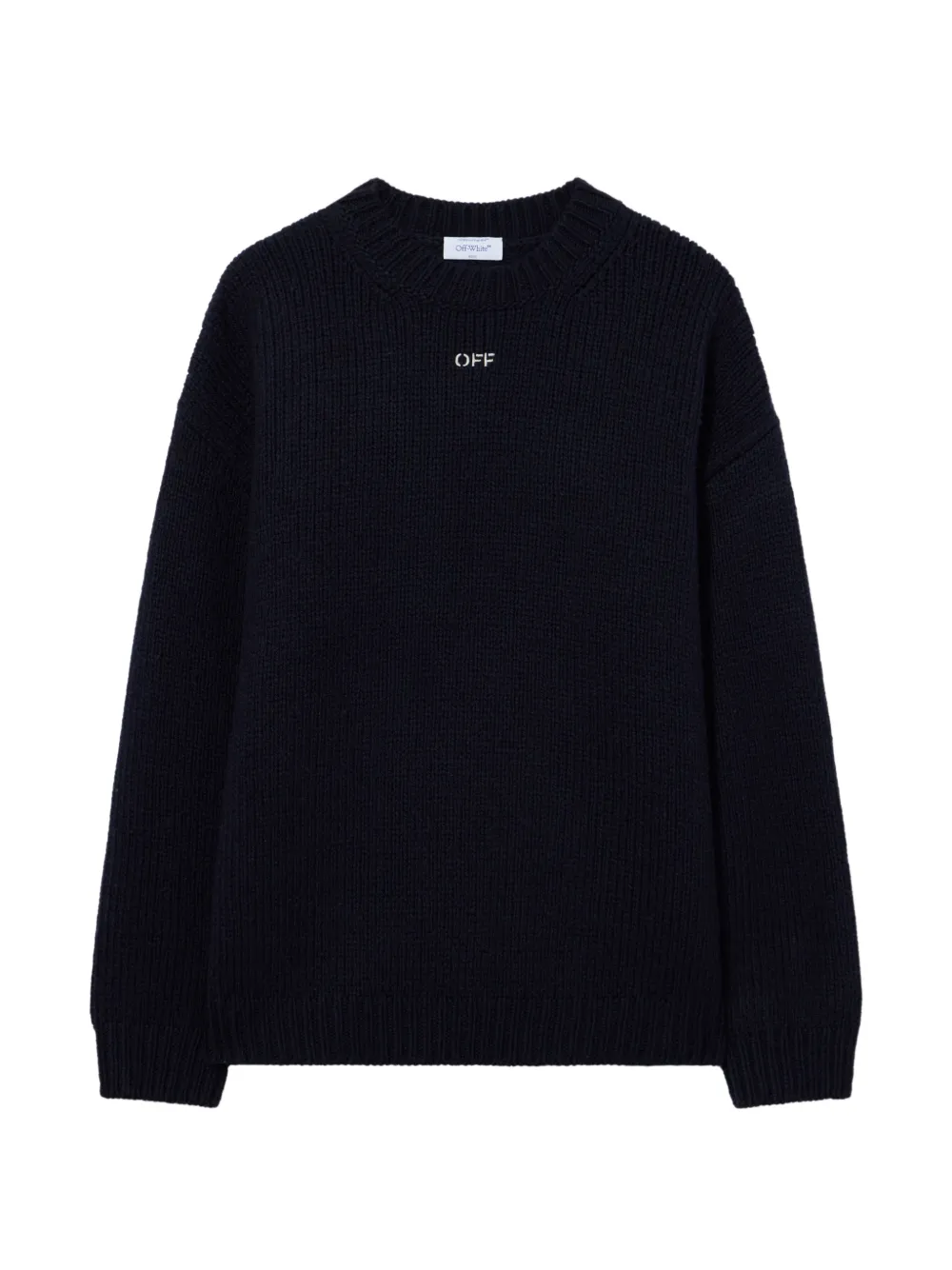 Off-White Arrow-embroidered ribbed-knit sweater - Blu