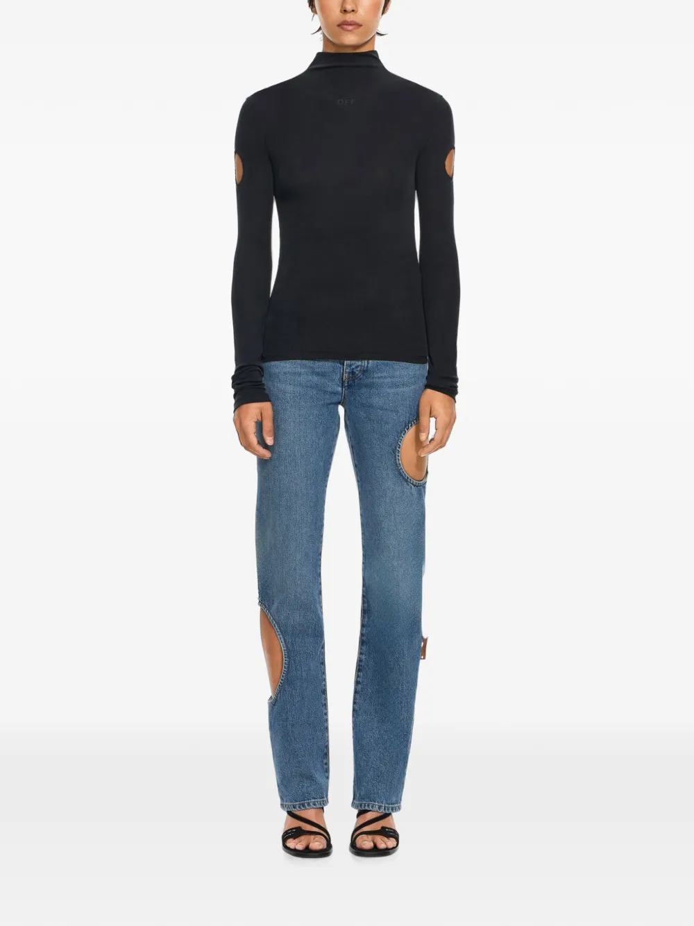 Off-White T-shirt met uitgesneden details Zwart