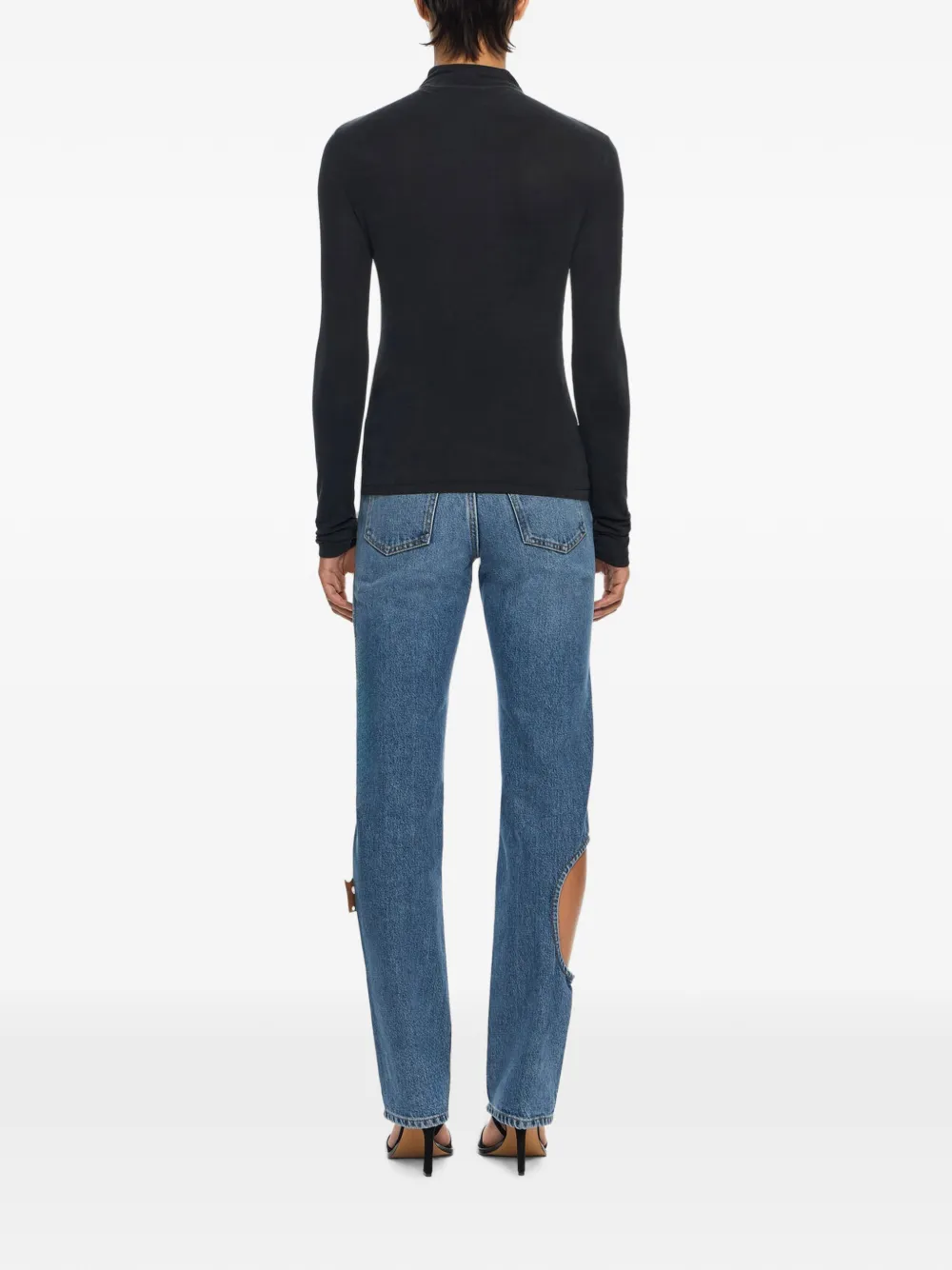 Off-White T-shirt met uitgesneden details Zwart