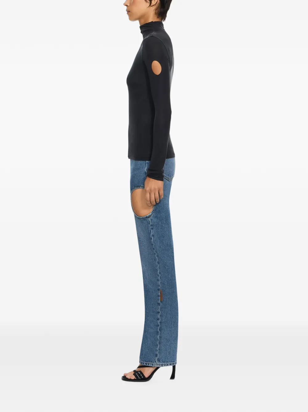 Off-White T-shirt met uitgesneden details Zwart