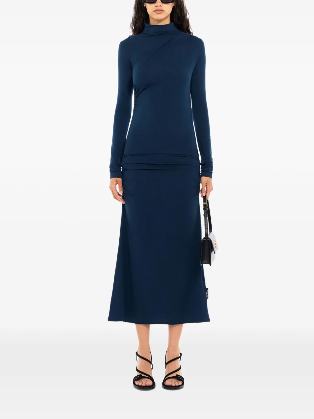 Off-White draped turtleneck midi dress - Bleu Off-White draped turtleneck midi dress - Bleu