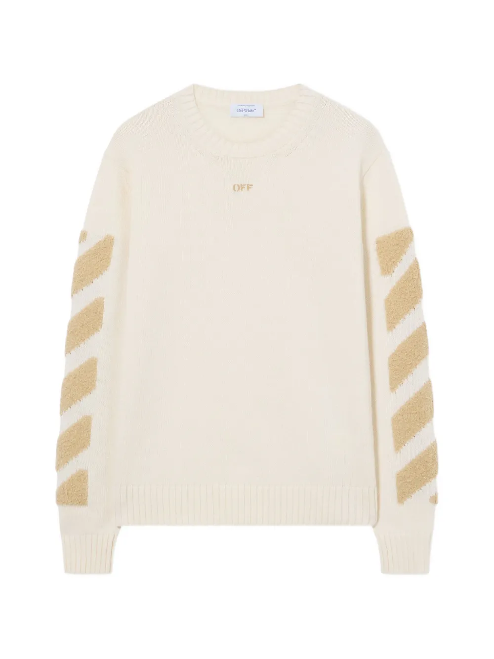 Off-White Diag pluizige gebreide trui Beige