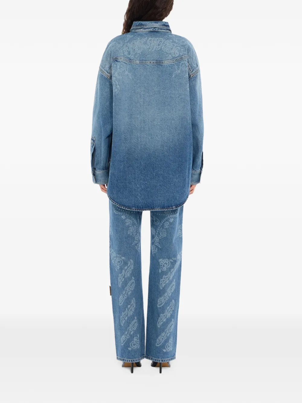 Off-White Susy denim broek met paisley-print Blauw