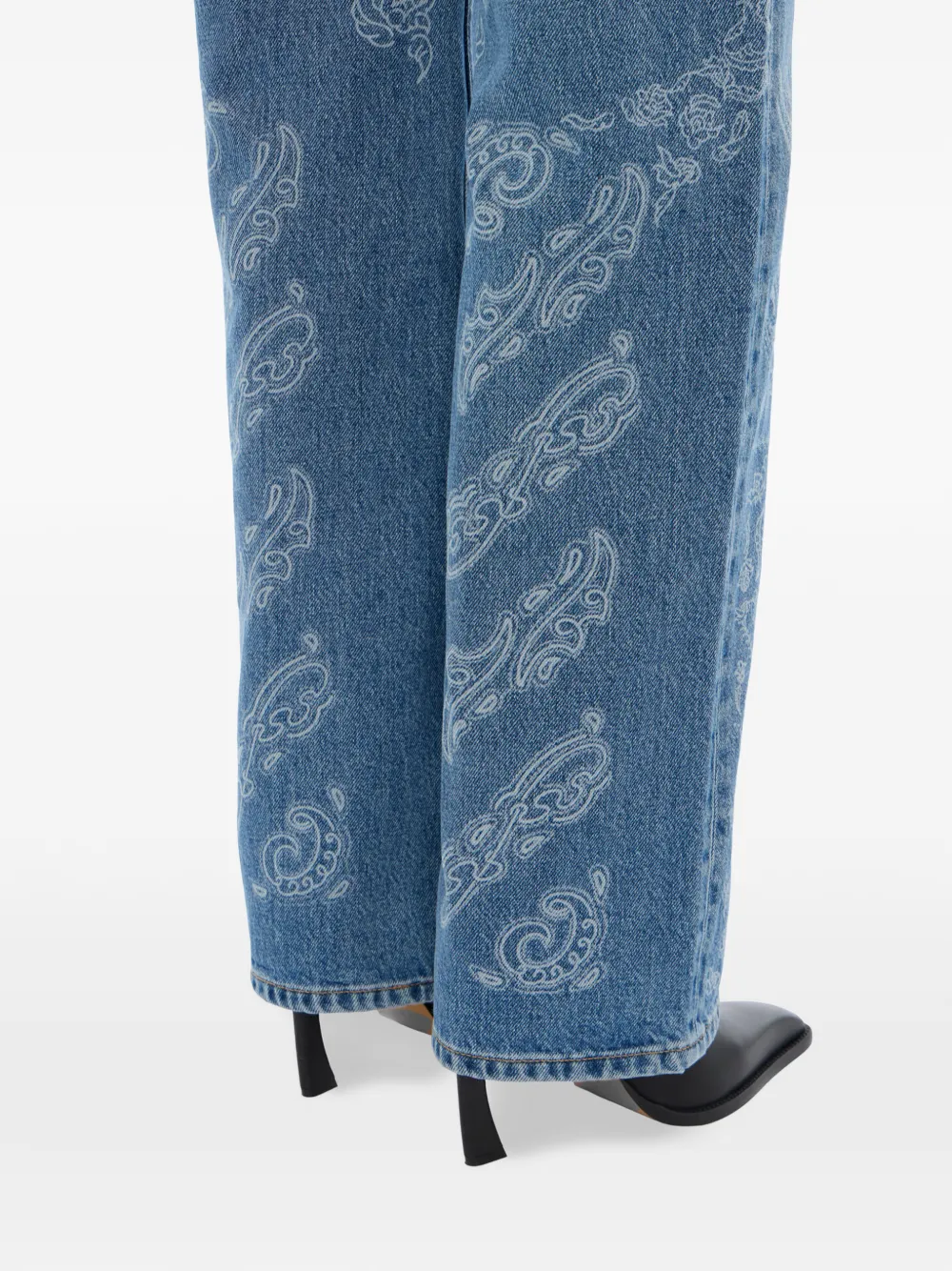 Off-White Susy denim broek met paisley-print Blauw
