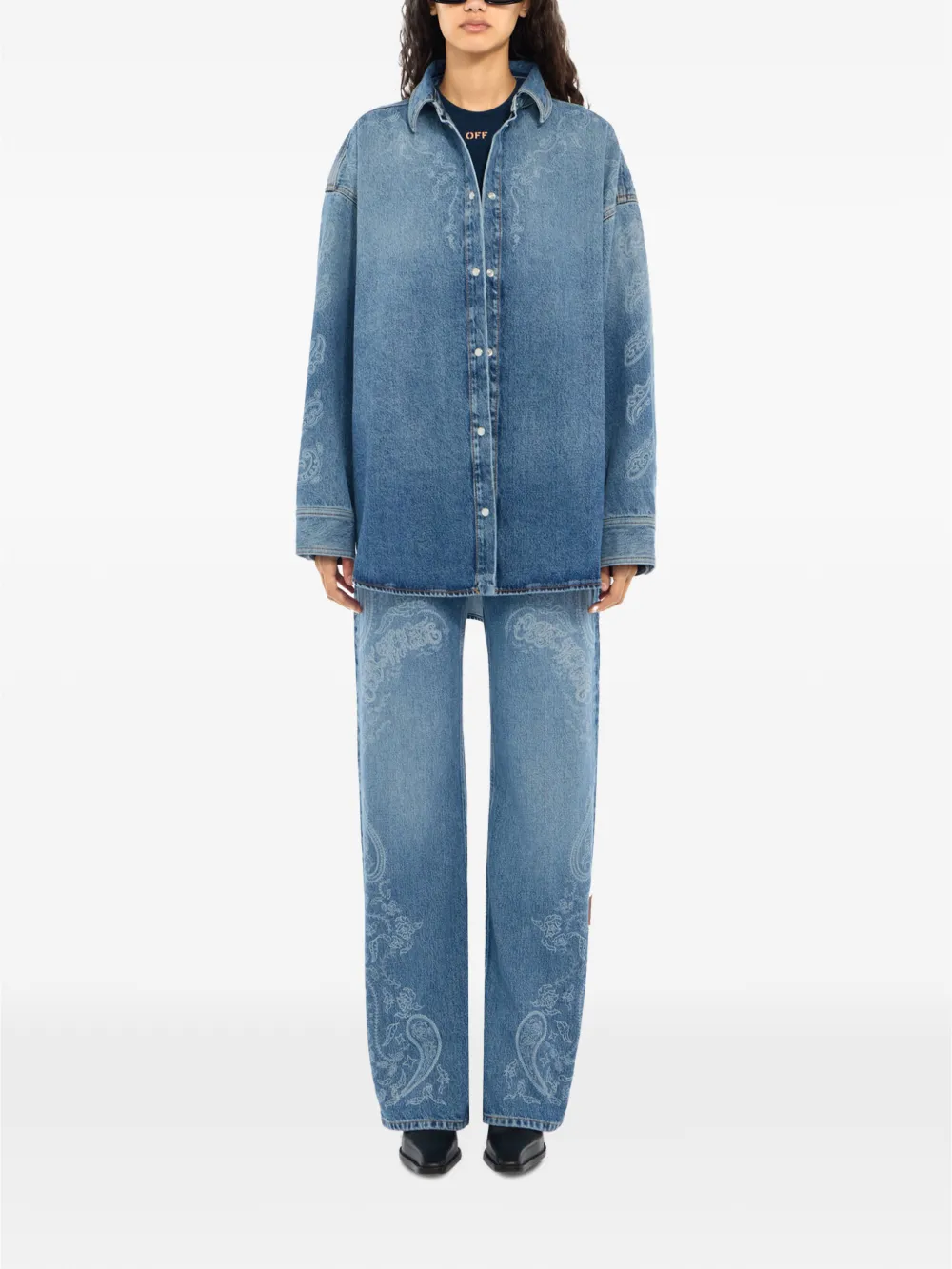 Off-White paisley Susy denim pants - Bleu