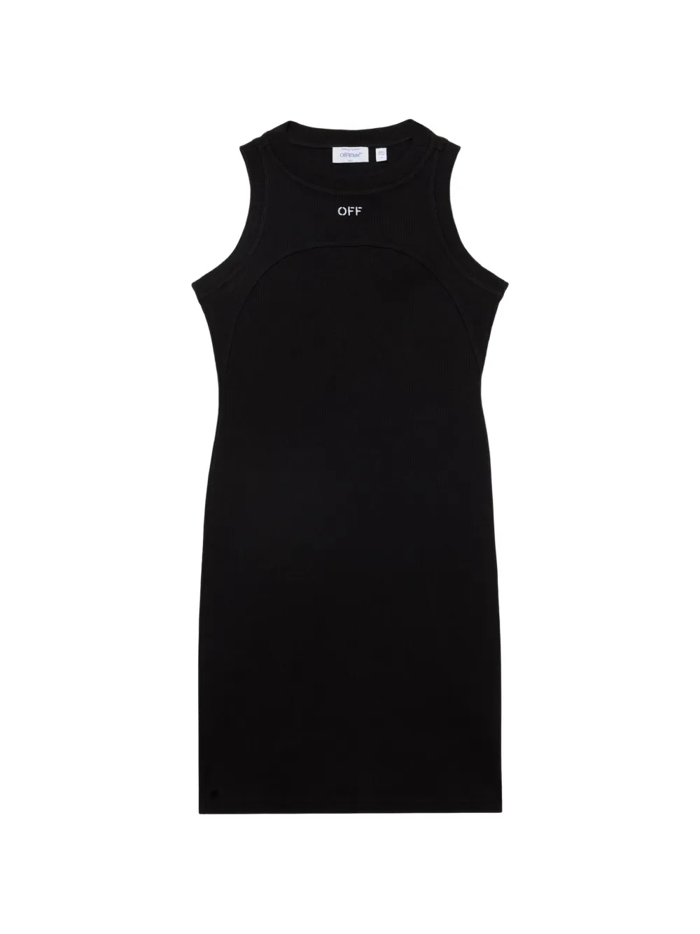 Off-White Off Stamp ribbed round-neck mini dress - Nero