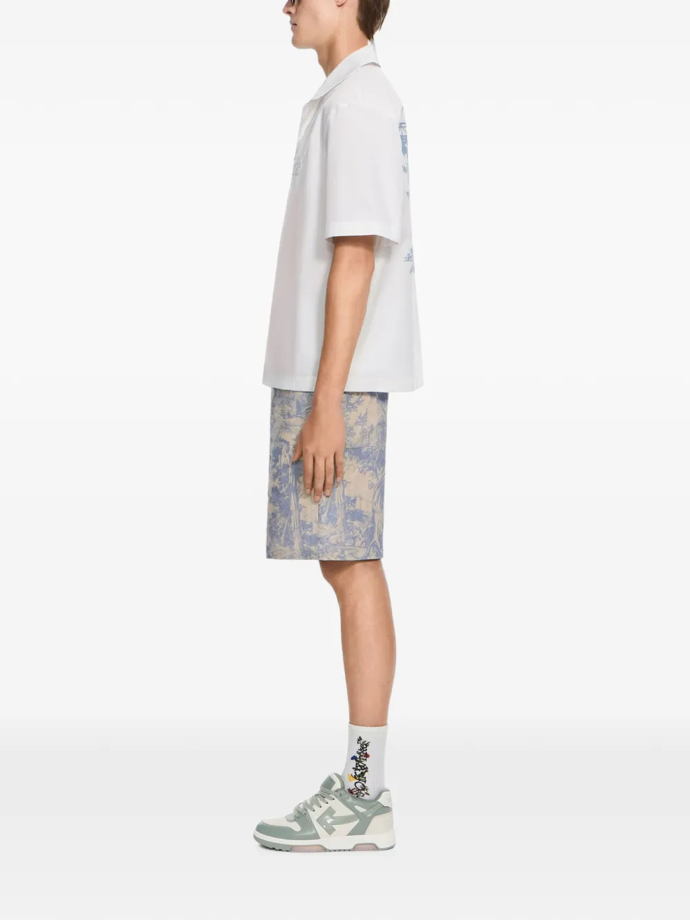 Off-White City Nature popeline bowlingshirt Wit