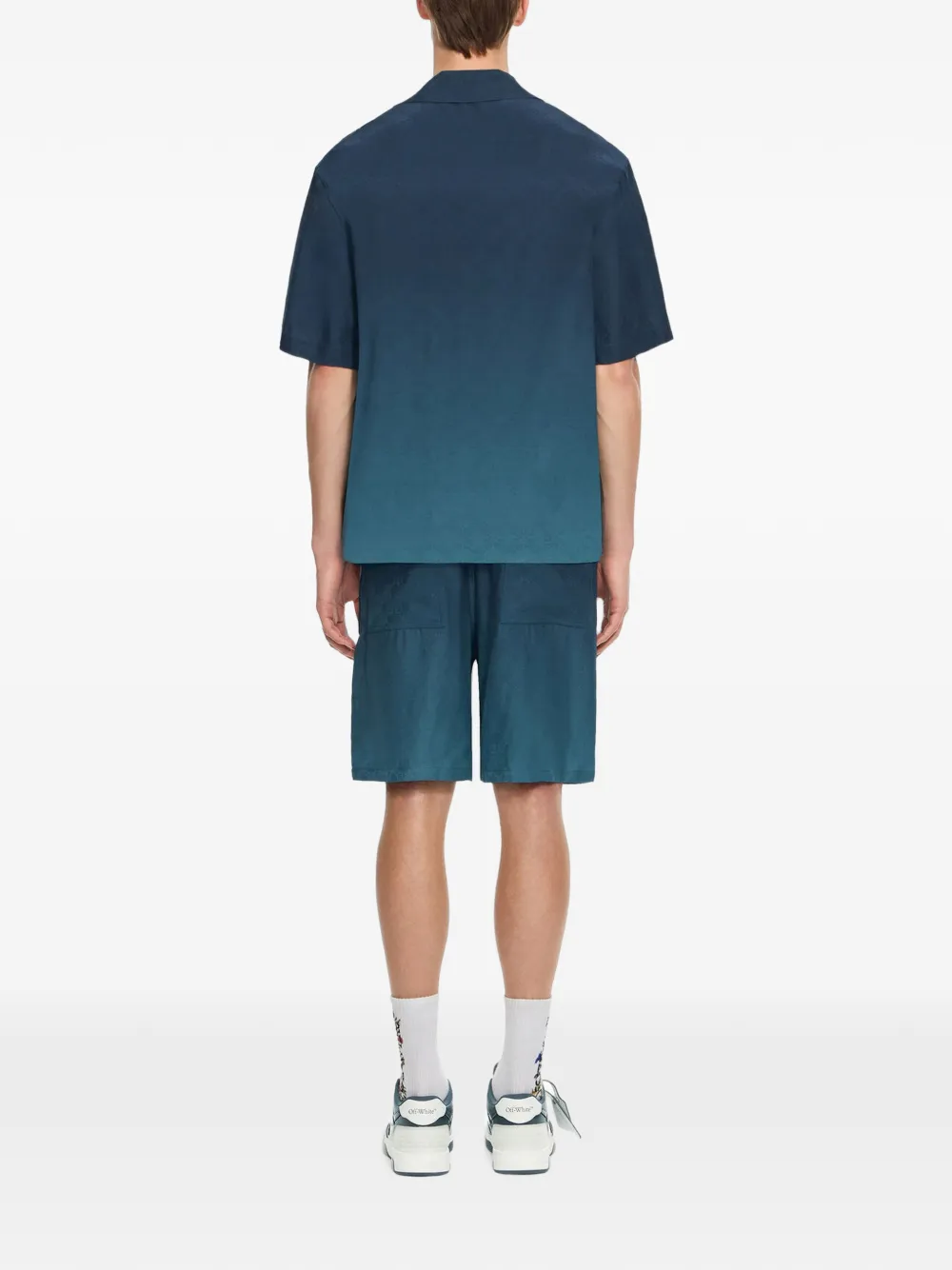 Off-White Arrow bowlingshirt met monogram-jacquard Blauw