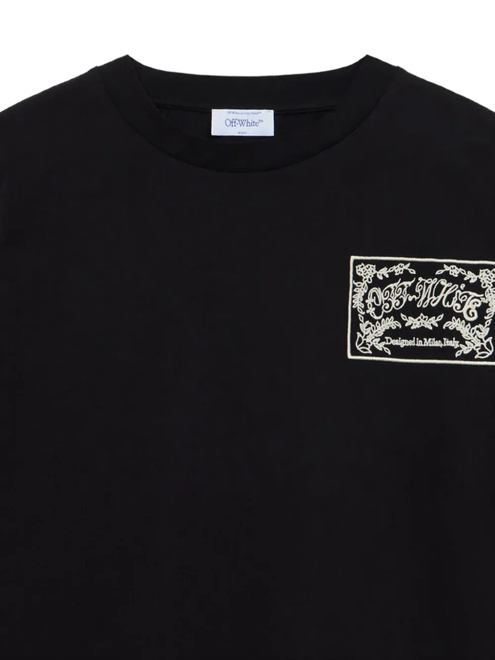 Off-White T-shirt met geborduurd paisley-logo Zwart