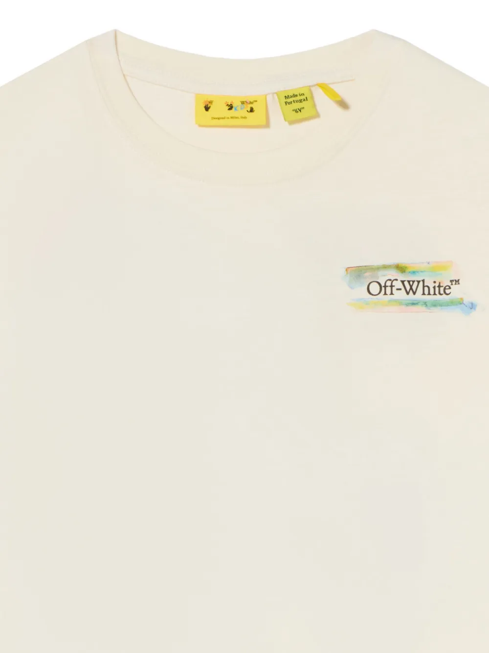 Off-White Kids Arrow watercolor-print T-shirt Beige