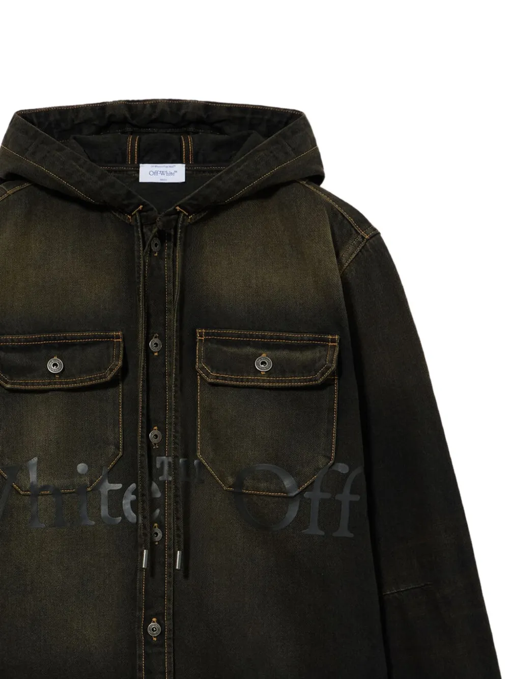 Off-White Bookish denim jack met capuchon Zwart