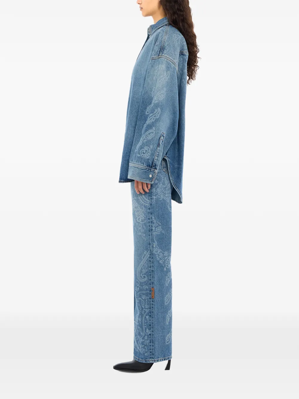 Off-White Denim Lover shirtjack met paisley-print Blauw