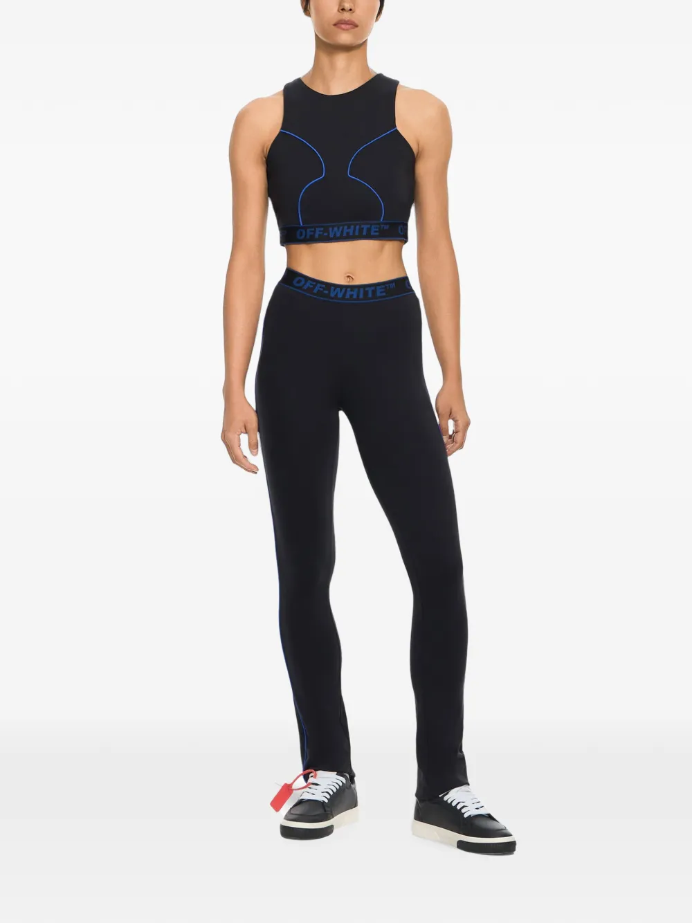 Off-White Flared broek met logoband Zwart