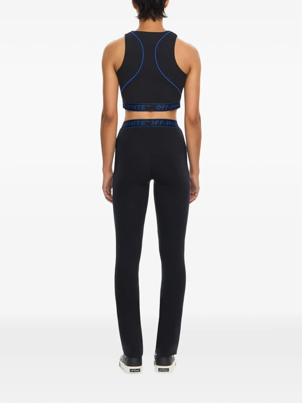 Off-White Flared broek met logoband Zwart