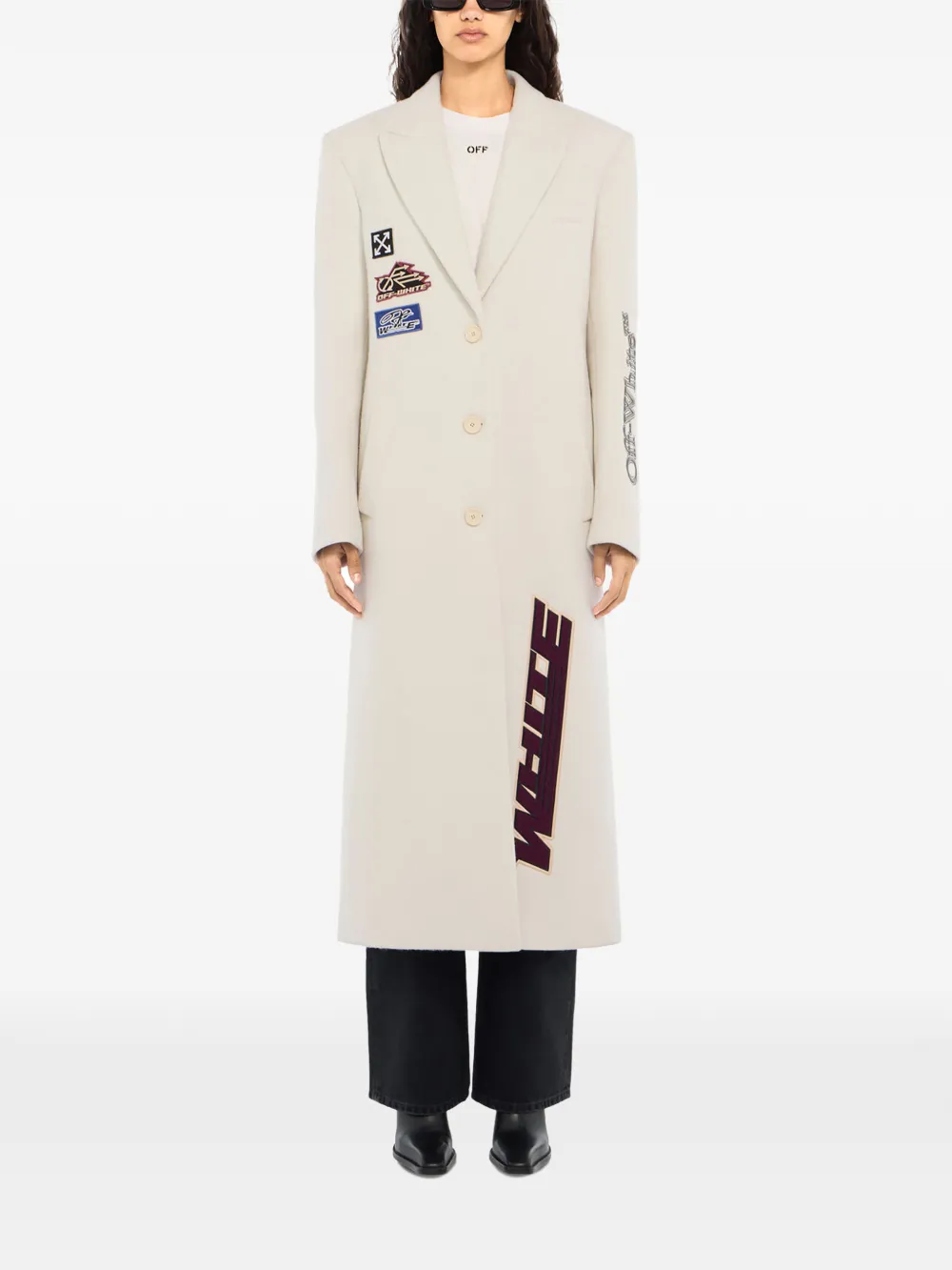 Off-White Racing lange jas Beige