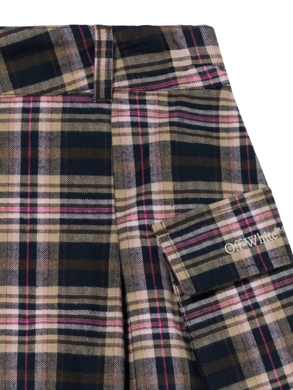 Off-White Kids Logo Flannel pleated mini skirt Zwart