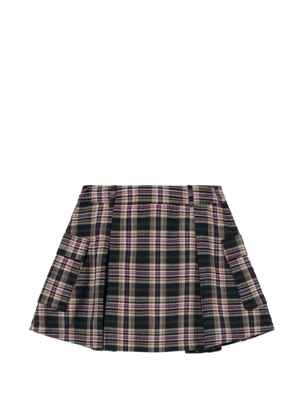 Off-White Kids Logo Flannel pleated mini skirt Zwart