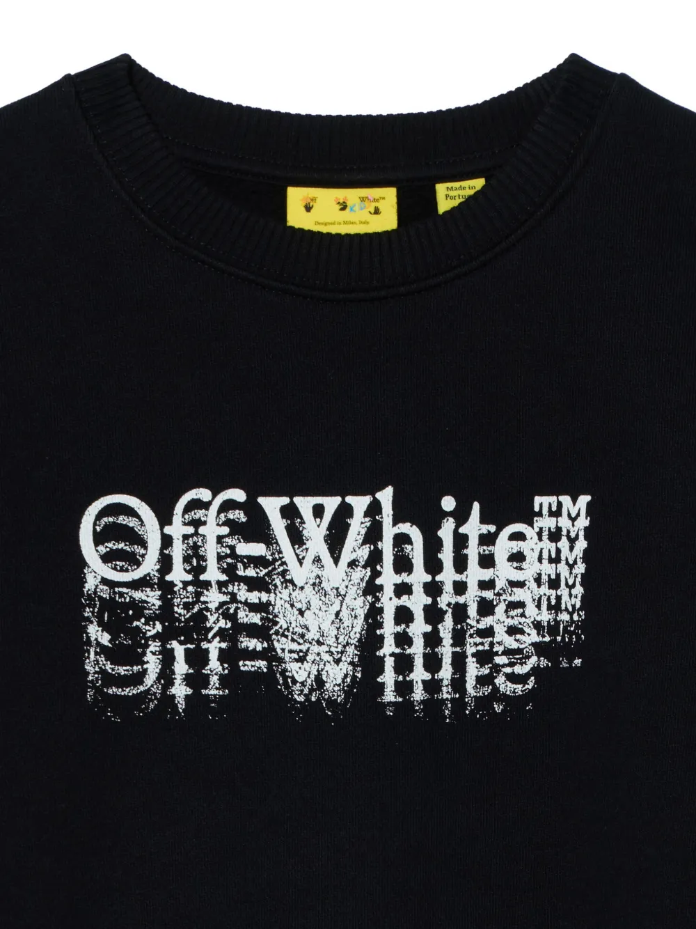 Off-White Kids Bookish Stamp cotton sweater Zwart