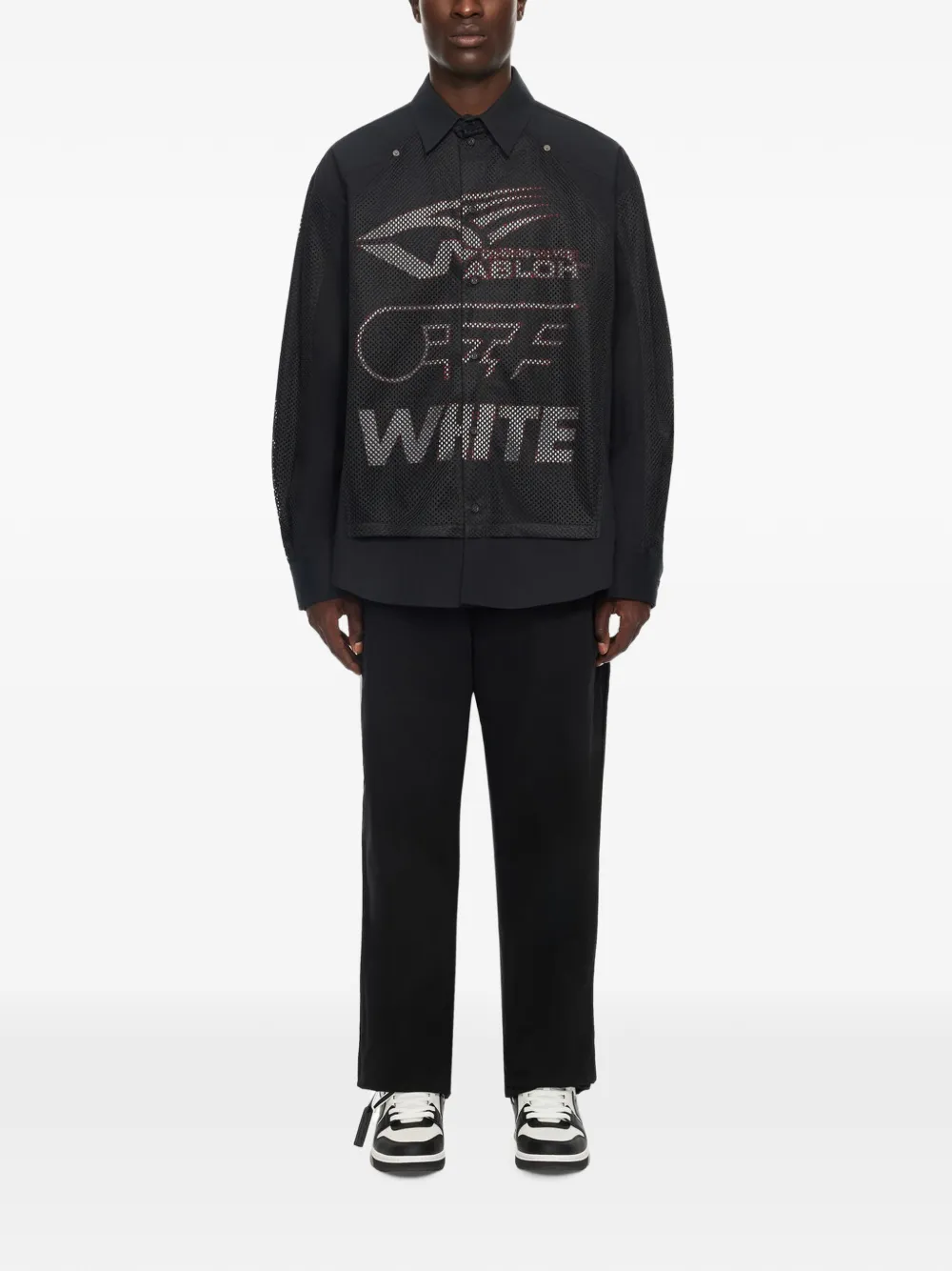 Off-White Racing Staff mesh shirtjack Zwart